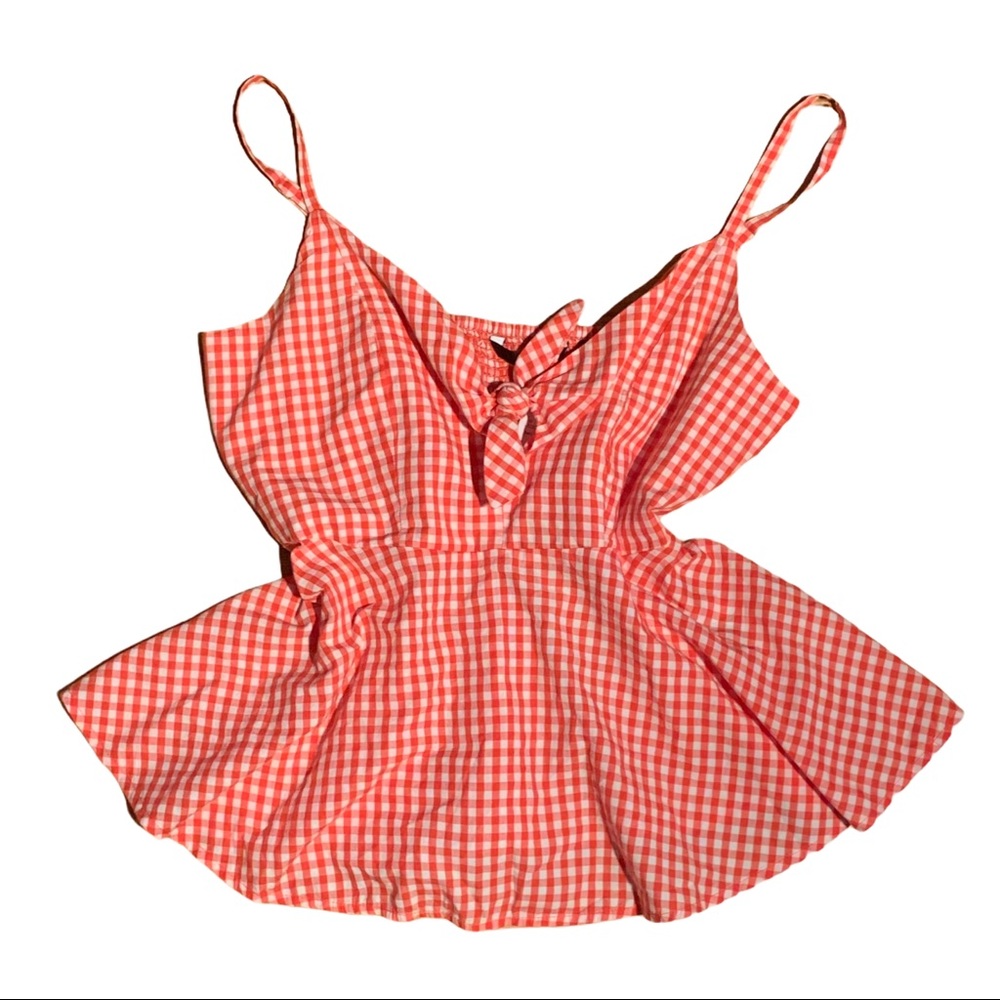 Vero Moda Adjustable Strap Peplum Gingham